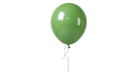 Isolated Green Balloon, Helium Filled and Dangling from Ribbon, Party Celebration Symbol