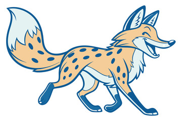 Happy Spotted Cartoon Fox Running on a White Background Icon