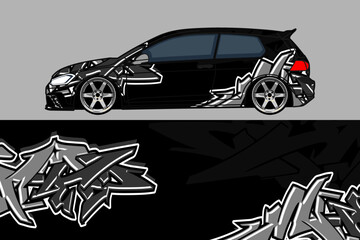 decal and wrap car designs black and grey. Abstract racing and sport background for car livery. Full vector eps 10.
