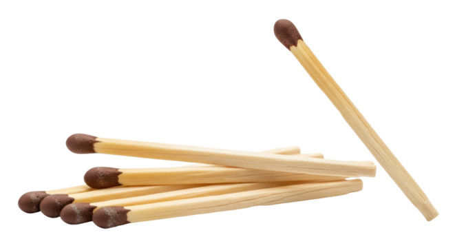 Isolated wooden matches, flammable headsticks, fire, ignition sticks, lighting devices