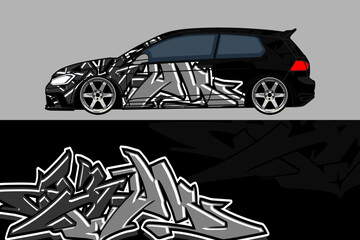 decal and wrap car designs black and grey. Abstract racing and sport background for car livery. Full vector eps 10.