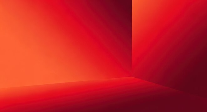 A red and orange gradient background with a corner of a red cube.