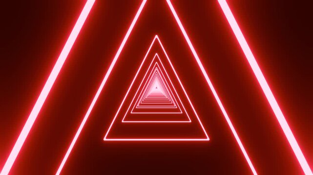 3D render of glowing red triangle tunnel animation