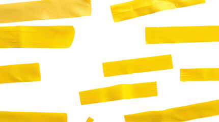 Yellow Masking Tape Strips on White Background – Realistic Textured Adhesive Elements for Design isolated on transparent background