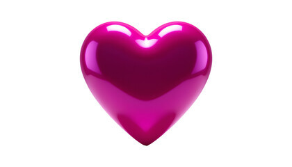 Glossy Pink Heart Isolated on White Background – 3D Rendered Romantic Symbol isolated on transparent background