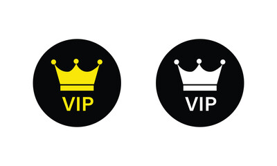 VIP icons on white background. Yellow and white badge collection. Vector illustration