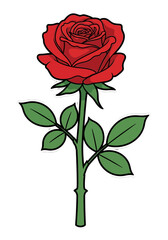 Fototapeta premium Vibrant Cartoon Red Rose Flower Vector Sticker