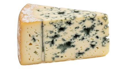 Isolated piece of blue cheese, an aged gourmet food and dairy product, appetizer fare