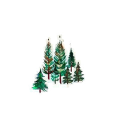 My Watercolor illustration, simple flat green forest canopy painting isolated on a white background, illustration, AI painting design, vector illustration set, eps format