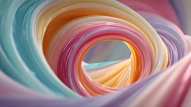 Candy vortex tunnel with motion lines, volumetric glow, triadic palette, glossy enamel finish