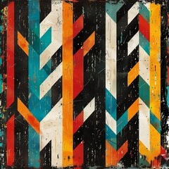 The image showcases a vibrant and abstract geometric pattern filled with sharp, angular shapes
