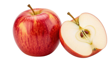 Isolated red apple, a delicious fruit, a good source of vitamins and nutrients for healthy food