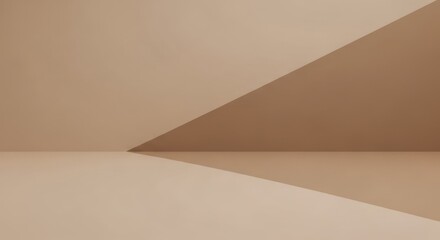 Empty room with a brown wall and a triangle on the floor.
