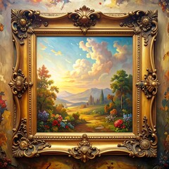 Framed landscape painting