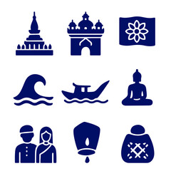 vector isolated blue color Vientiane traditional cultural symbols