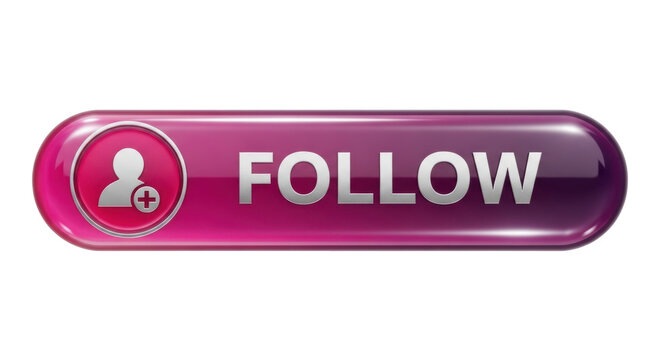 Isolated follow button, internet community, social media, subscribe to profile, network