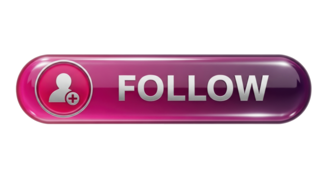 Isolated follow button, internet community, social media, subscribe to profile, network