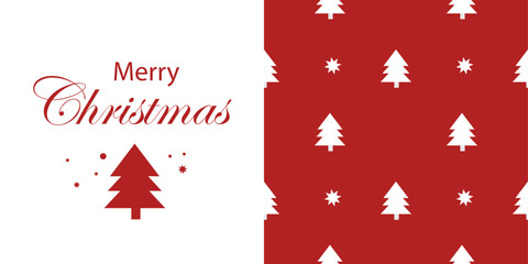 Merry Christmas. Seamless pattern with Christmas trees on a red background