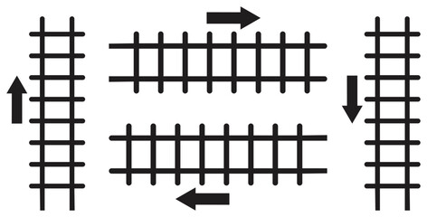 Railway Tracks Direction Diagram with Arrows Illustration.