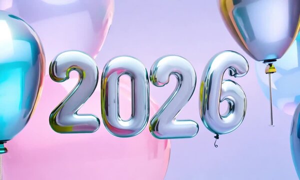 Elegant Silver-Gold 2026 Numbers on White Background