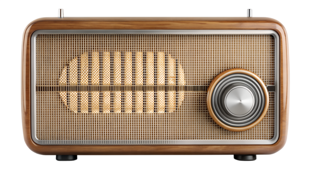 Vintage radio isolated on transparent background, a classic piece of technology, evoking nostalgia and a bygone era of broadcasting and entertainment