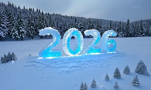 Blue Glowing 2026 Numbers with Futuristic Effect