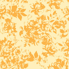 Seamless floral pattern, classic flower ornament, abstract ditsy print in vintage motif. Elegant botanical design of beautiful large wild flowers, leaves, small branches, herbs. Vector illustration.	