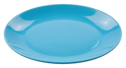 Isolated blue plate for eating, serving food, kitchenware, restaurant dish, home dining