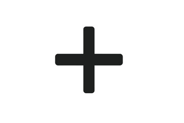 Vector plus icon black symbol with trendy flat style for web design, app UI, logo, interface button, medical sign, add, positive symbol isolated on white background