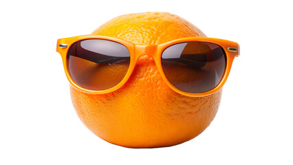 Orange wearing sunglasses isolated on transparent background, a fun and playful image that captures the essence of summer and relaxation