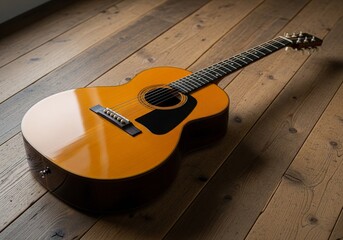 Classic Guitar on Wooden Floor