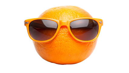Orange wearing sunglasses isolated on transparent background, a fun and playful image that captures the essence of summer and relaxation