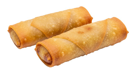 Isolated crispy golden brown spring rolls, an Asian appetizer or snack to enjoy at any time