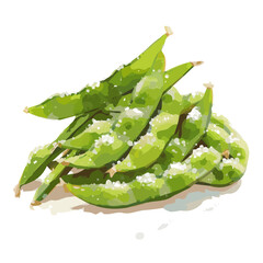 Vector illustration set, eps format, My Watercolor illustration, flat sliced edamame pod painting isolated on a white background, EPS painting design