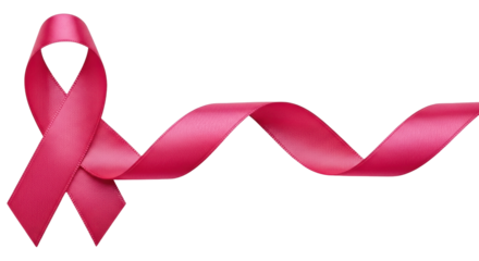 Isolated pink ribbon, symbolic representation of breast cancer awareness month and support