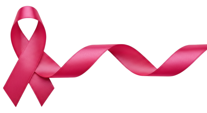 Isolated pink ribbon, symbolic representation of breast cancer awareness month and support
