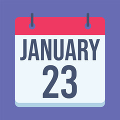 23 January Calendar. Blue Background. Isolated Vector Calendar.