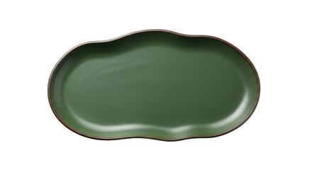 Isolated green ceramic tray for food display, stylish serving plate, restaurant supply