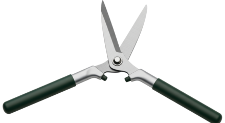 Isolated hedge shears used for gardening and trimming shrubs, branches, or grass in the yard