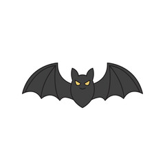 Flat Simple Black Bat Silhouette Winged Animal Flying Halloween Icon