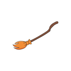 Cartoon Style Broomstick for Cleaning Dust with Wooden Handle Illustration
