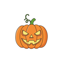 Cartoon Style Detailed Pumpkin Jack O Lantern Halloween Celebration Icon