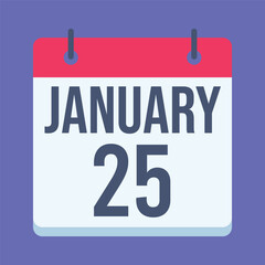 25 January Calendar. Blue Background. Isolated Vector Calendar.