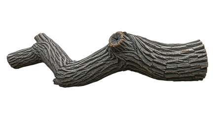 Isolated weathered fallen trunk with textured bark pattern for decoration, decor use