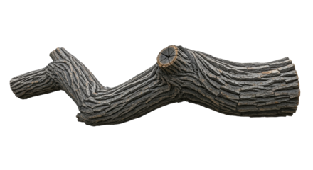 Isolated weathered fallen trunk with textured bark pattern for decoration, decor use