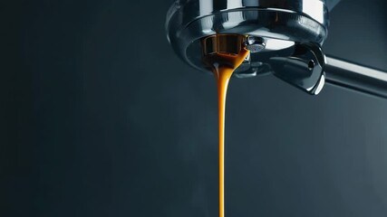 closeup Espresso machine pouring coffee with steam rising up - Powered by Adobe