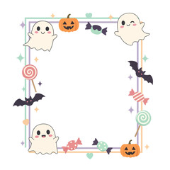 Cartoon vector illustration of a baby bird and owl frame border with flowers, perfect for a children's invitation card or birthday party design