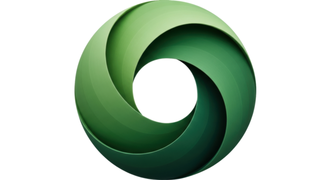 Isolated infinity loop logo in green gradient, abstract business spiral pattern symbol