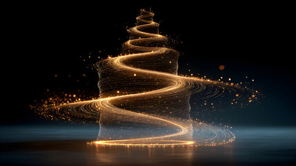 Holographic spirits spiraling tower spire, volumetric rim lights, long exposure star trails, translucent glowing forms. Tetradic palette, golden ratio swirl, mysterious elegance, cinematic wallpaper