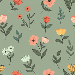 Seamless floral pattern, vector illustration. Horizontally and vertically repeatable.